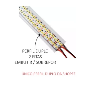 Promoção 4.4 - Perfil de LED Duplo 30MM para 2 fitas Led Embutir / Sobrepor Branco