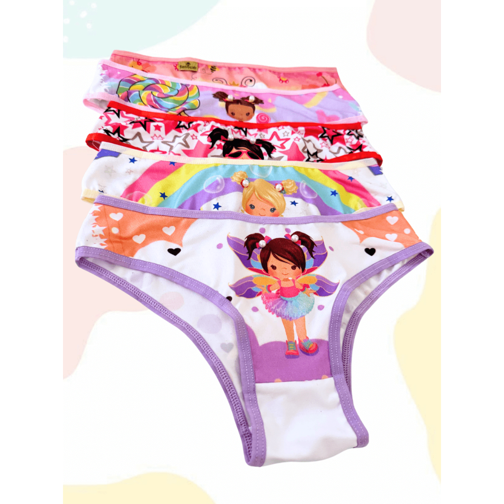 Calcinha Infantil Kit 5 Un Perola Calcinha Menina 4 a 8 anos Algodão ...