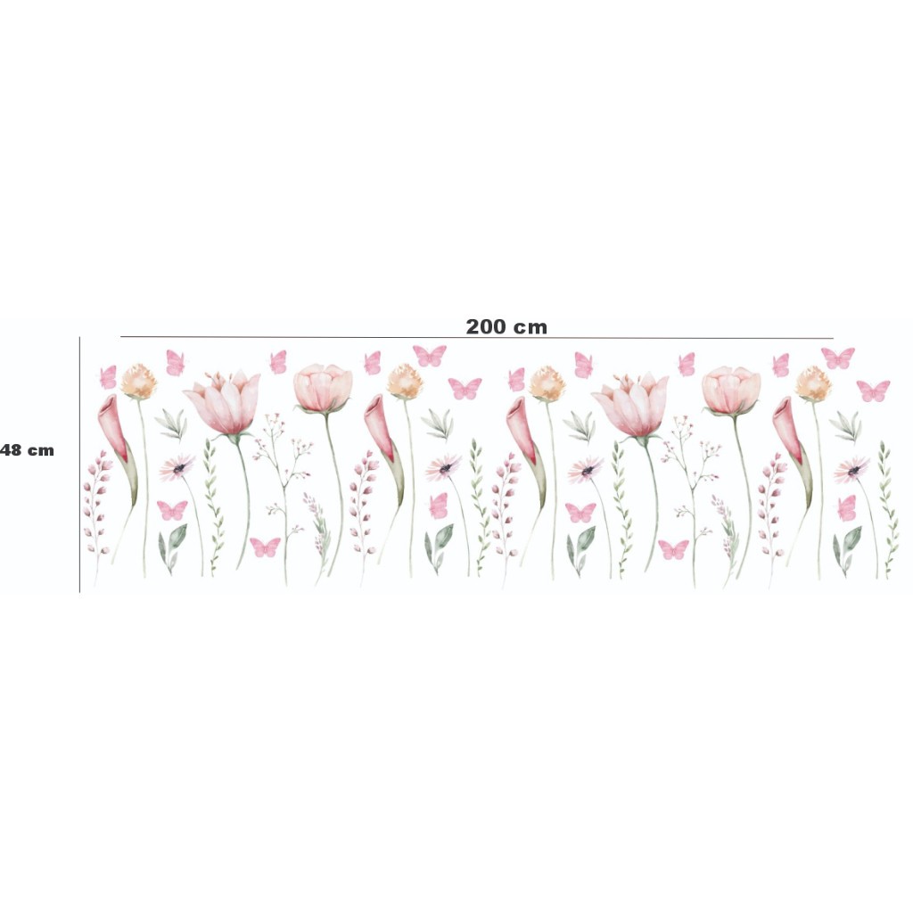 Adesivo Decorativo de Parede Recorte Flores Suspensas Jardim 2,00 metros