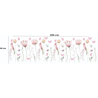 Adesivo Decorativo de Parede Recorte Flores Suspensas Jardim 2,00 metros