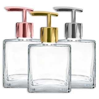 Frasco de Vidro Cristal Cubo 250ml Porta Sabonete Líquido com Válvula Pump 28/410 em Oferta na Shopee