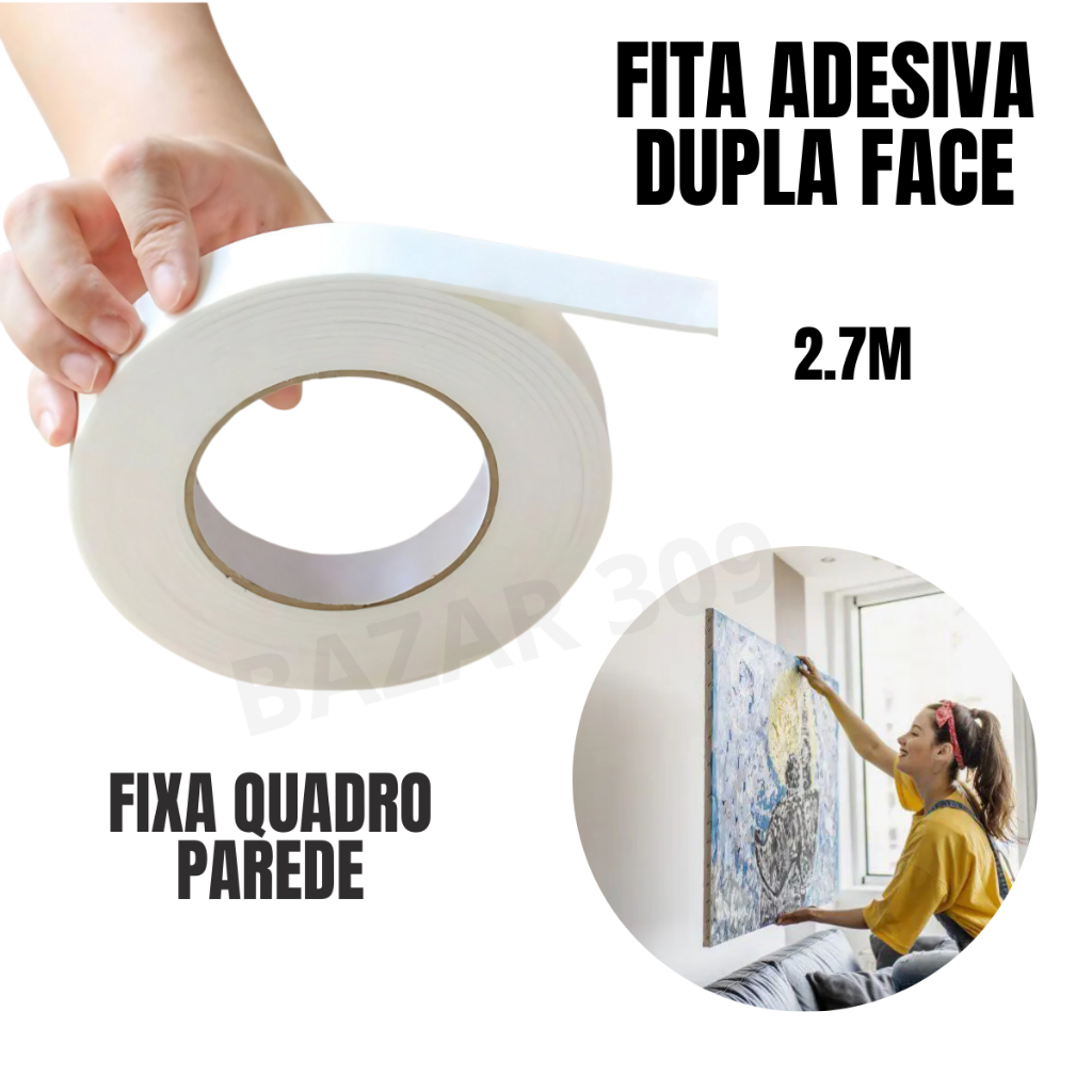 Fita Adesiva Fixa Quadro Parede Dupla Face Resistente Cola Forte ...