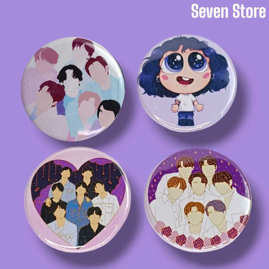 Kits 4 Bottons Broche Bts Kpop 4,5cm | Shopee Brasil