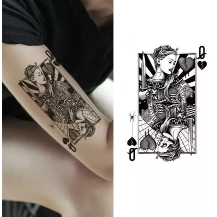 Tatuagem Falsa Temporaria Cartas - Dama Queen