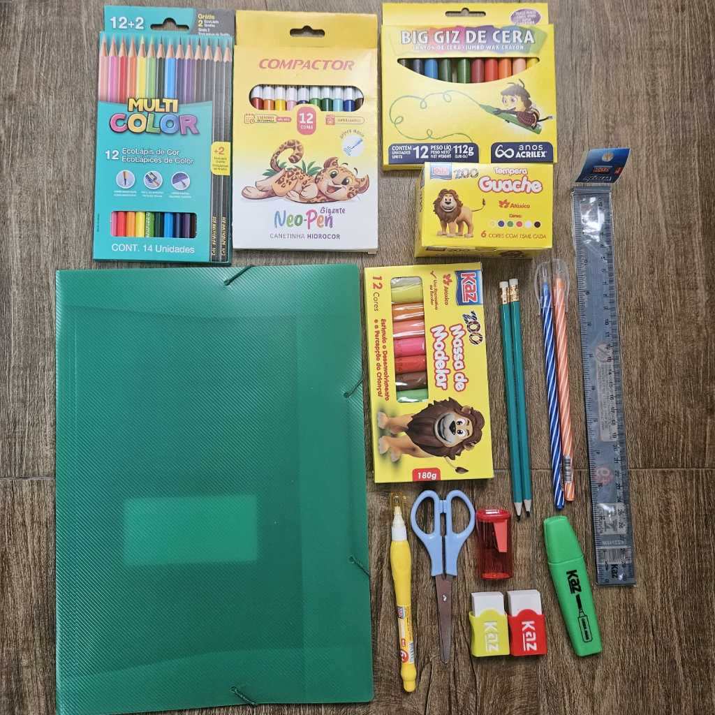 Kit Material Escolar com 66 itens | Shopee Brasil
