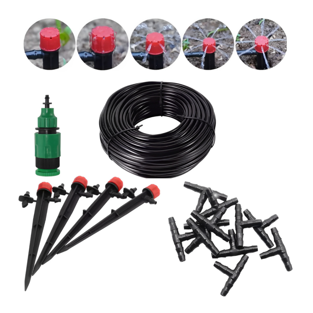 Kit Irrigação Com 12 Gotejadores Estacas E 15 Metros De Microtubo 4mm X 7mm