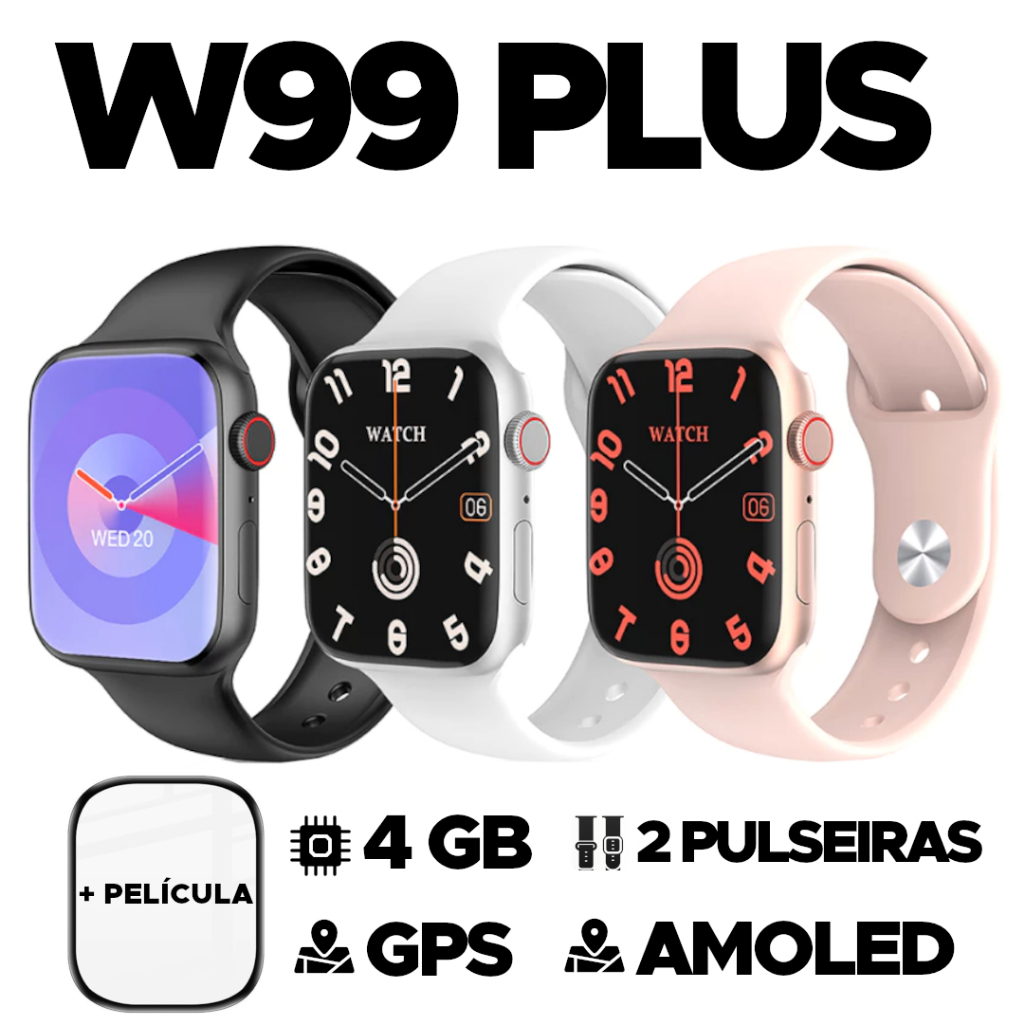 Smartwatch Relógio W99+ Plus Serie 10 Amoled Chat GPT 4GB 45mm Ilha ...