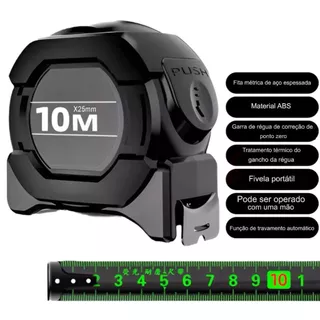 Trena 10m 25mm Profissional Fita Métrica Trava Automática