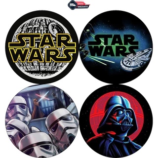 Porta Copo Star Wars Kit com 4 Descanso Copo Decorativo Bolacha Darth Vader Luke Skywalker
