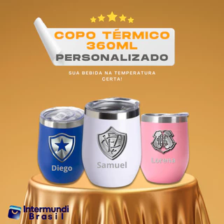 Copo Cuia Térmico Inox com Tampa Antivazamento 360ml - (Personalizado)