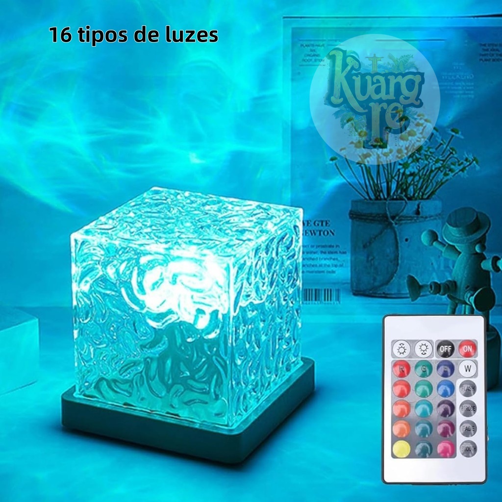 Luz Nocturna de Ondulação de Água USB 16 Cores LED com Controle Remoto para Presente de Natal