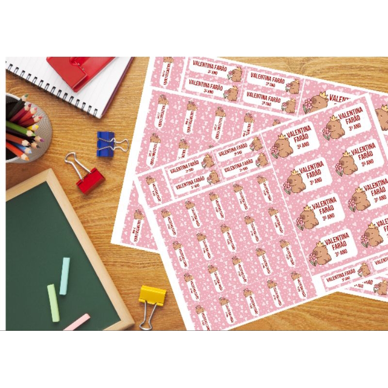 Etiqueta escolar capivara 100 Etiquetas Escolares Personalizadas Capivara