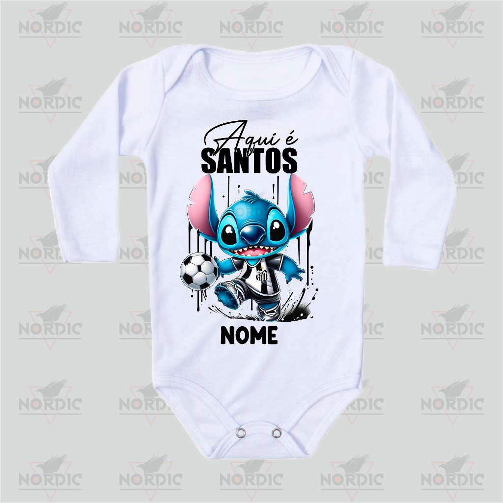 Body Bebê Nome Personalizado Stitch Futebol Santos Shopee Brasil
