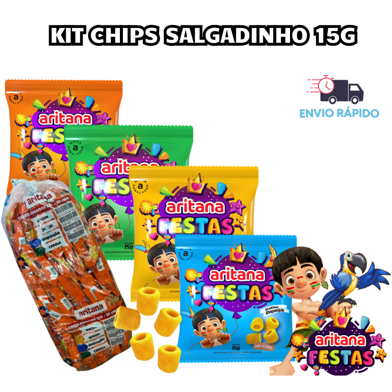 Kit Chips Salgadinhos Milho - Queijo -Bacon -Cebola-Requeijão- 20-40 ...