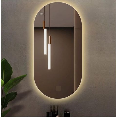 Espelho Oval de Parede com LED Luz Quente e Fria para Banheiro Sala Quarto — foto 1 — Achou Levou Brasil