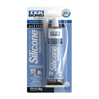 Silicone Acético Branco ou Transparente 50G - Blíster - Tekbond