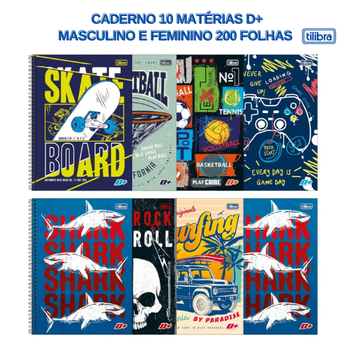 Caderno Universitário 10 Matérias D+ 200 Folhas capa dura | Shopee Brasil