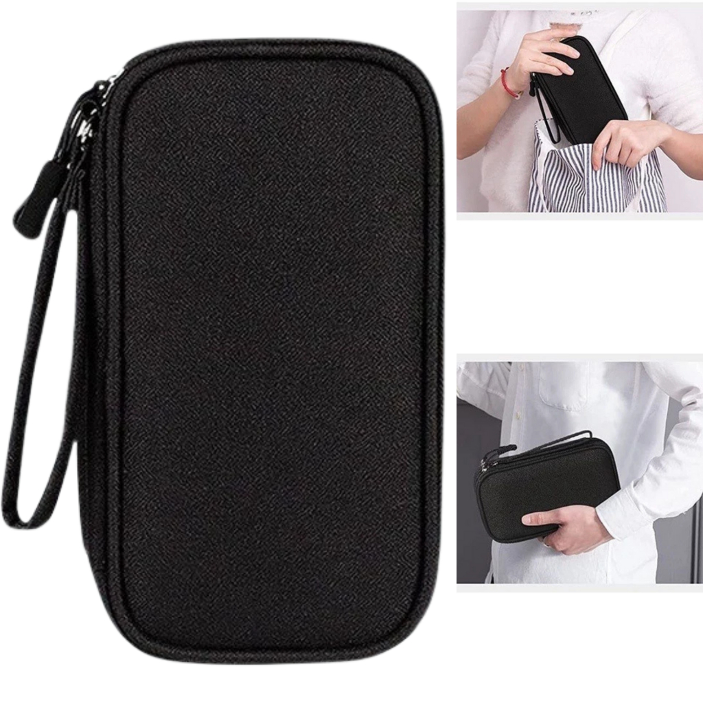 Necessaire organizadora bolsa portatil celular cabos fios armanazamento