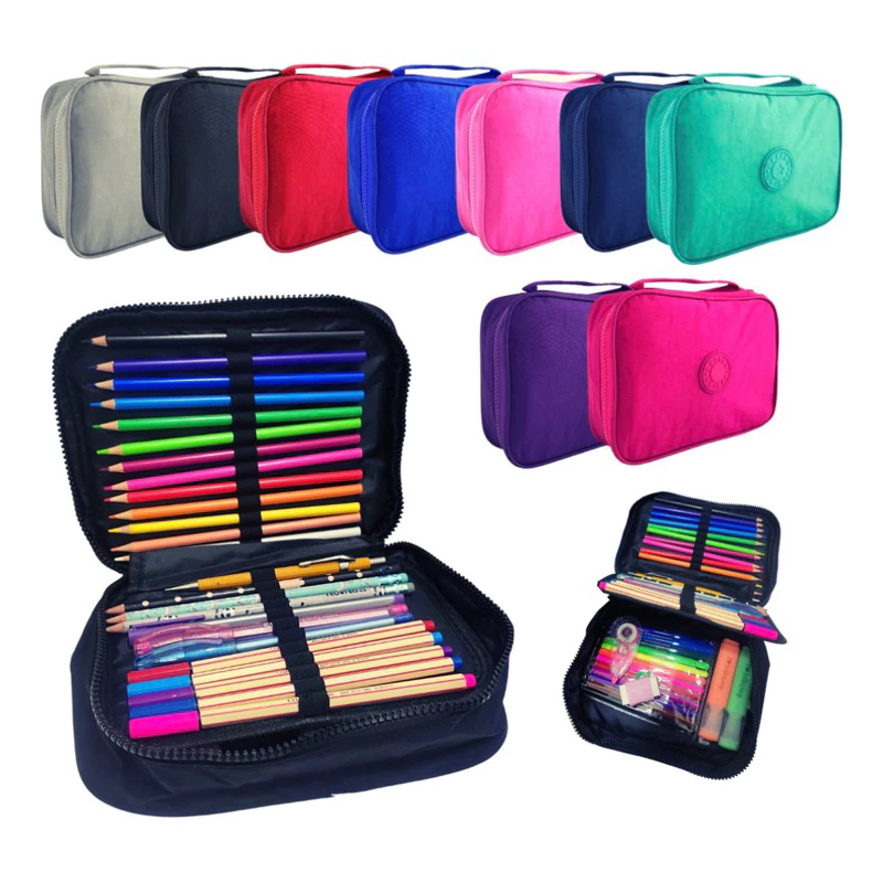 Estojo Escolar Feminino/ Masculino Box Juvenil Martelasse Estojo Escolar Organizador Grande Jumbo Box 2 Compartimentos