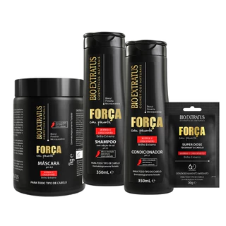 Kit Bio Extratus Força com Pimenta - (Shampoo, Condicionador 350ml, Máscara 1Kg, Dose)