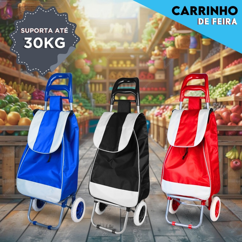 Carrinho De Feira Dobrável Com Rodas - Carrinho De Mão - Diversas Cores ...