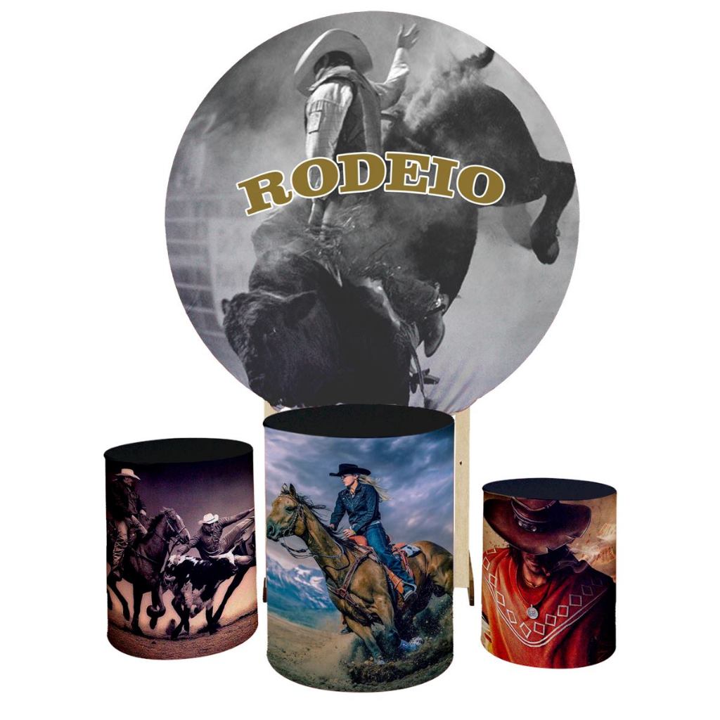 Painel Redondo + Trio Capas De Cilindro Sublimados Rodeio | Shopee Brasil