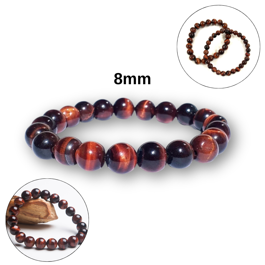 Braccialetto in pietra naturale da 8mm occhio di tigre Lava vulcanica