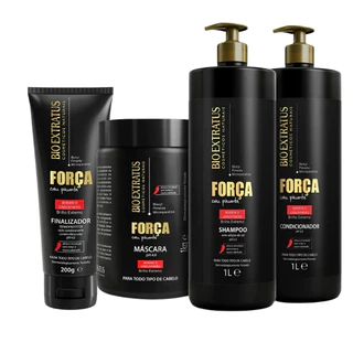 Kit Força com Pimenta Bio Extratus - Shampoo/Condicionador/Máscara 1L/Kg /Finalizador