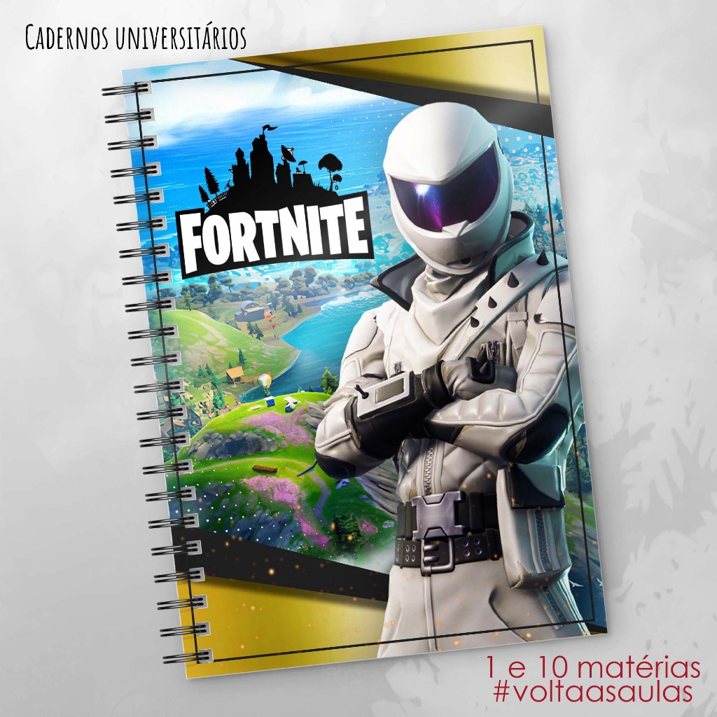 Caderno FORTNITE Escolar Universitário 1 e 10 Matérias Personalize com ...