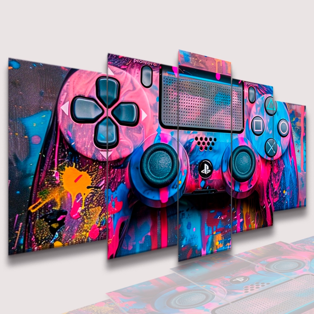 Kit Quadro Decorativo 5 Peças Controle Console PS5 Decoração Quarto ...