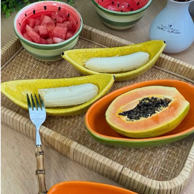 Bowl de Frutas Mamão Banana Kiwi Cerâmica | Shopee Brasil