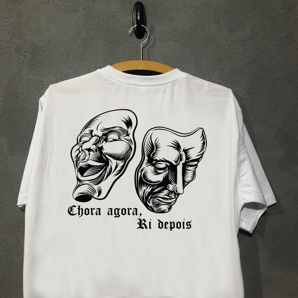Camiseta Streetwear Chora Agora Ri Depois Oversized Algodão | Shopee Brasil