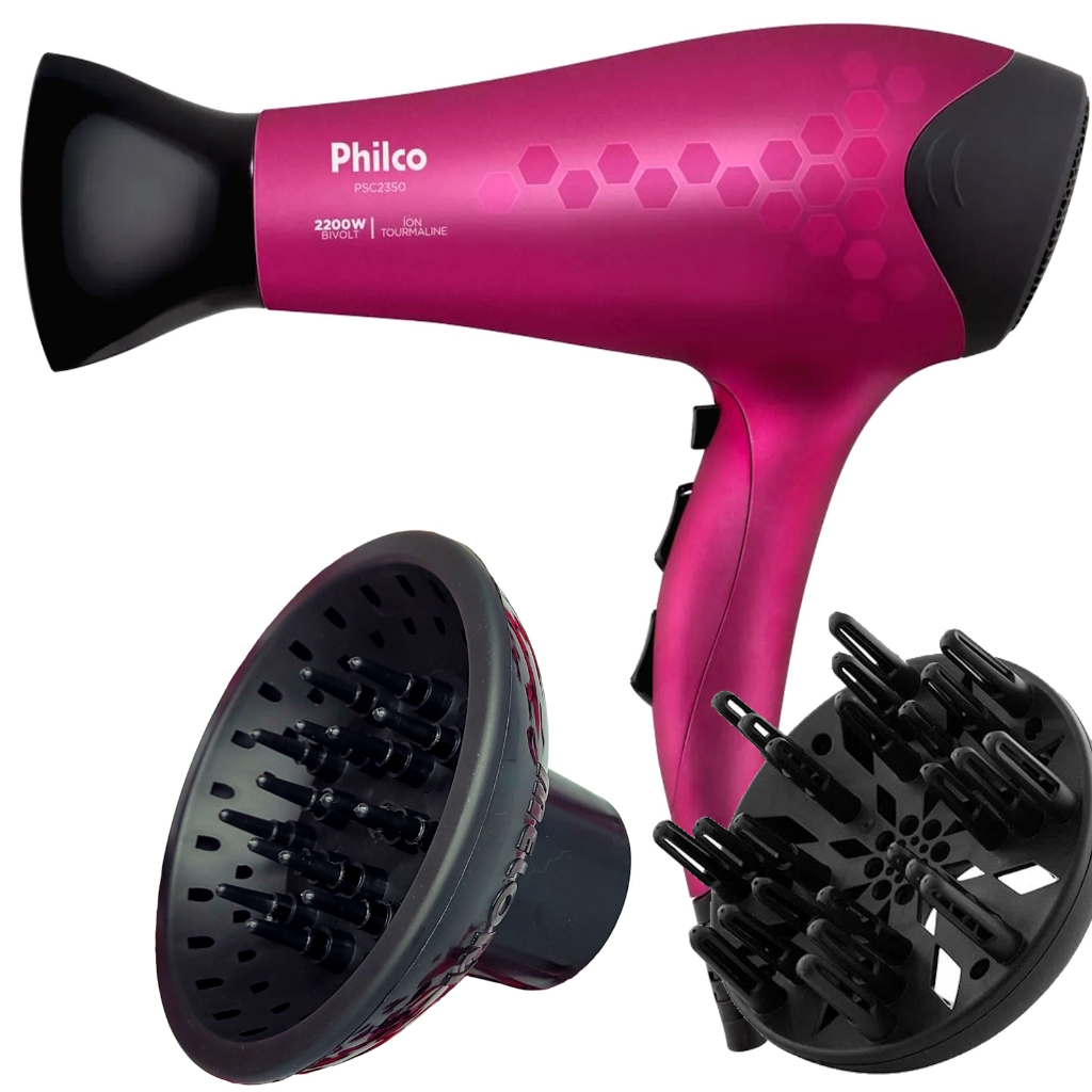 Secador De Cabelo Philco Profissional 2200w Ions Ar Quente Frio Stilo ...