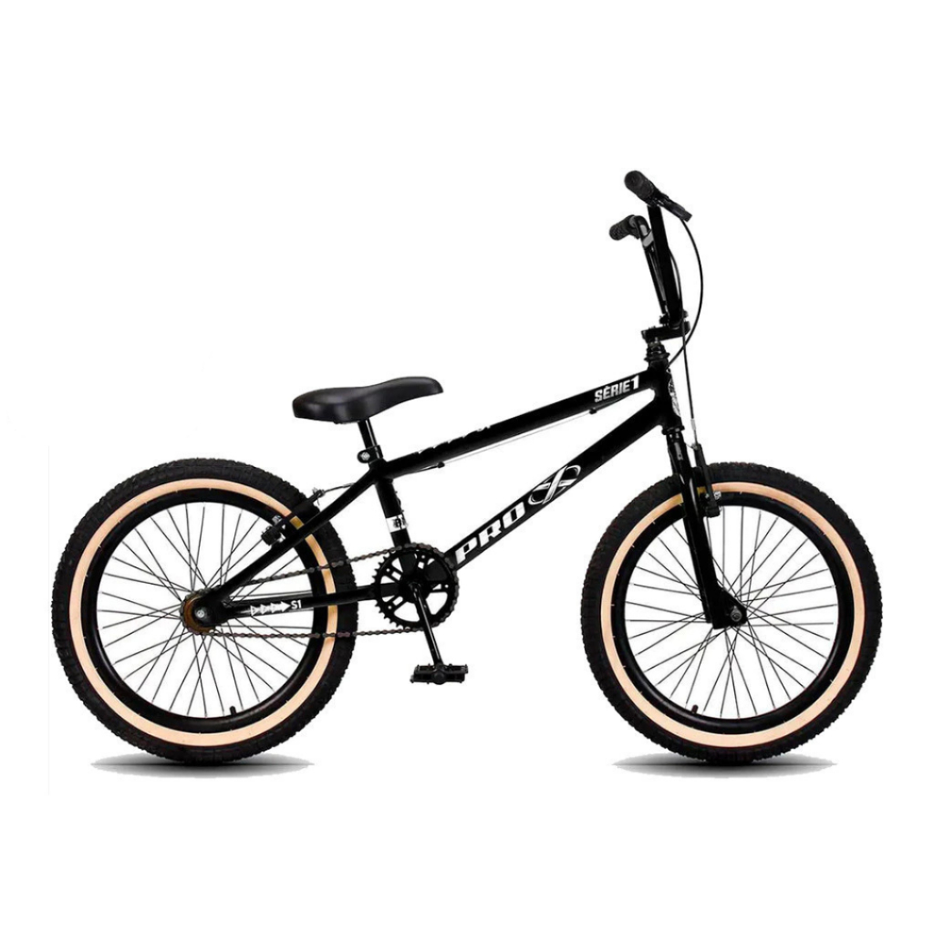 Bicicleta Aro 20 BMX PRO X S1 com Faixa Bege, Freio V-Brake