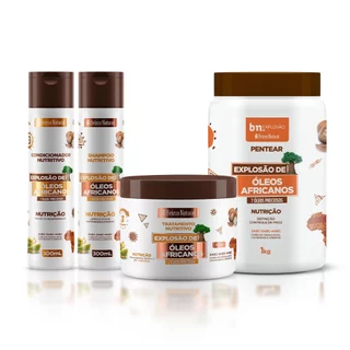 Kit Beleza Natural Explosão de Óleos Africanos (Shampoo, Condicionador, Máscara, Creme de Pentear)