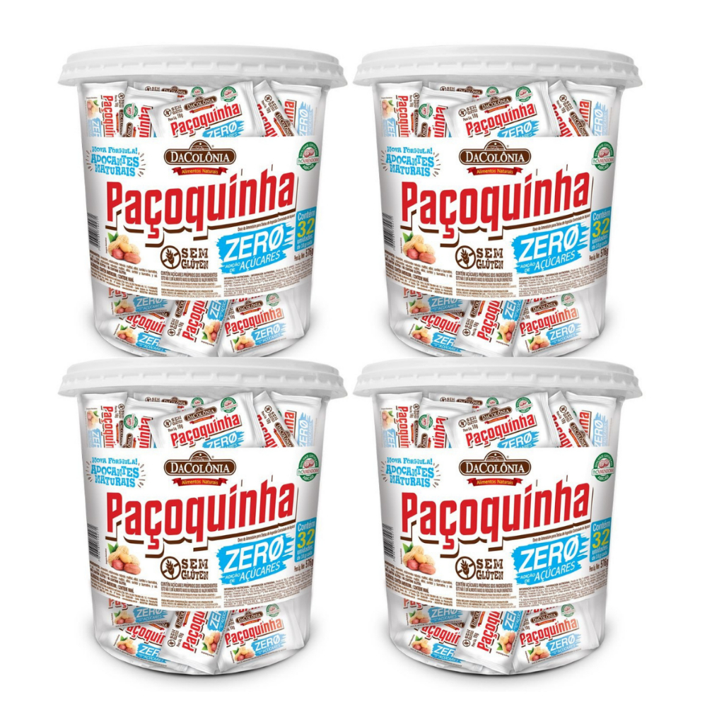 【PACO】 Paçoquinha Zero Açúcar 32un ( Kit 4 Potes ) | Shopee Brasil