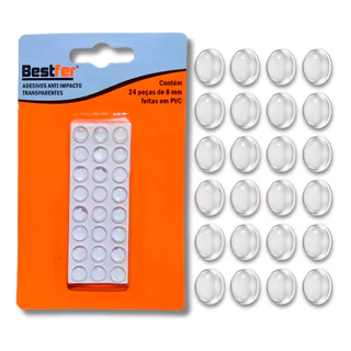 Kit Com 24 Adesivos Anti Impacto Transparente PVC 8mm Bestfer em Oferta na Shopee