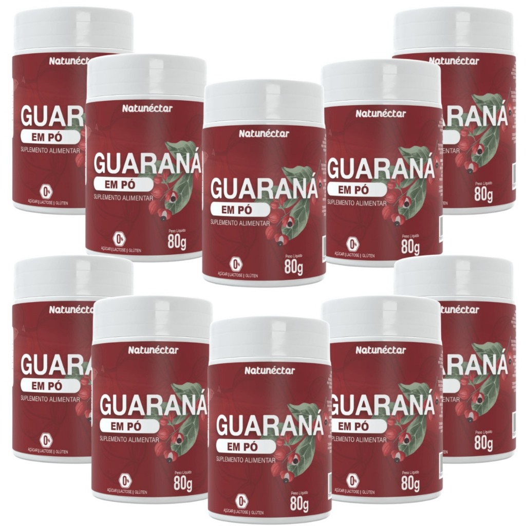 Combo Atacado 10 Unidades Guaraná em pó 80 gramas Natural Suplemento ...