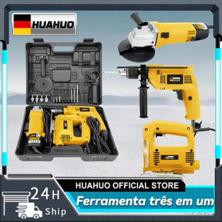 Kit Furadeira de Impacto/Lixadeira Esmerilhadeira/Serra Tico Tico Com Peças e Maleta
