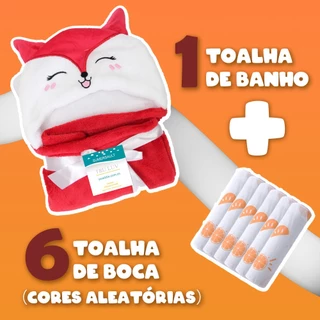 💓Toalha de Banho Bebê( Pode ser utilizado como cobertor）+  6 Toalha de Babador Bebê 100% Algodão Estampada em Oferta na Shopee