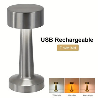 Iluminária de mesa metal dourado Candeeiro Abajur Touch Recarregável Sem Fio Led — foto 2 — Achou Levou Brasil