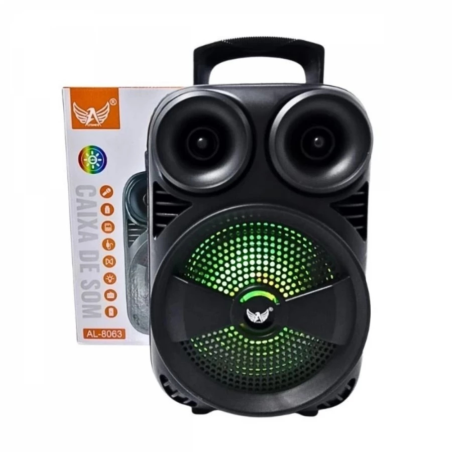 Caixa de som Portátil LED RGB Bluetooth Entrada Microfone 2000W