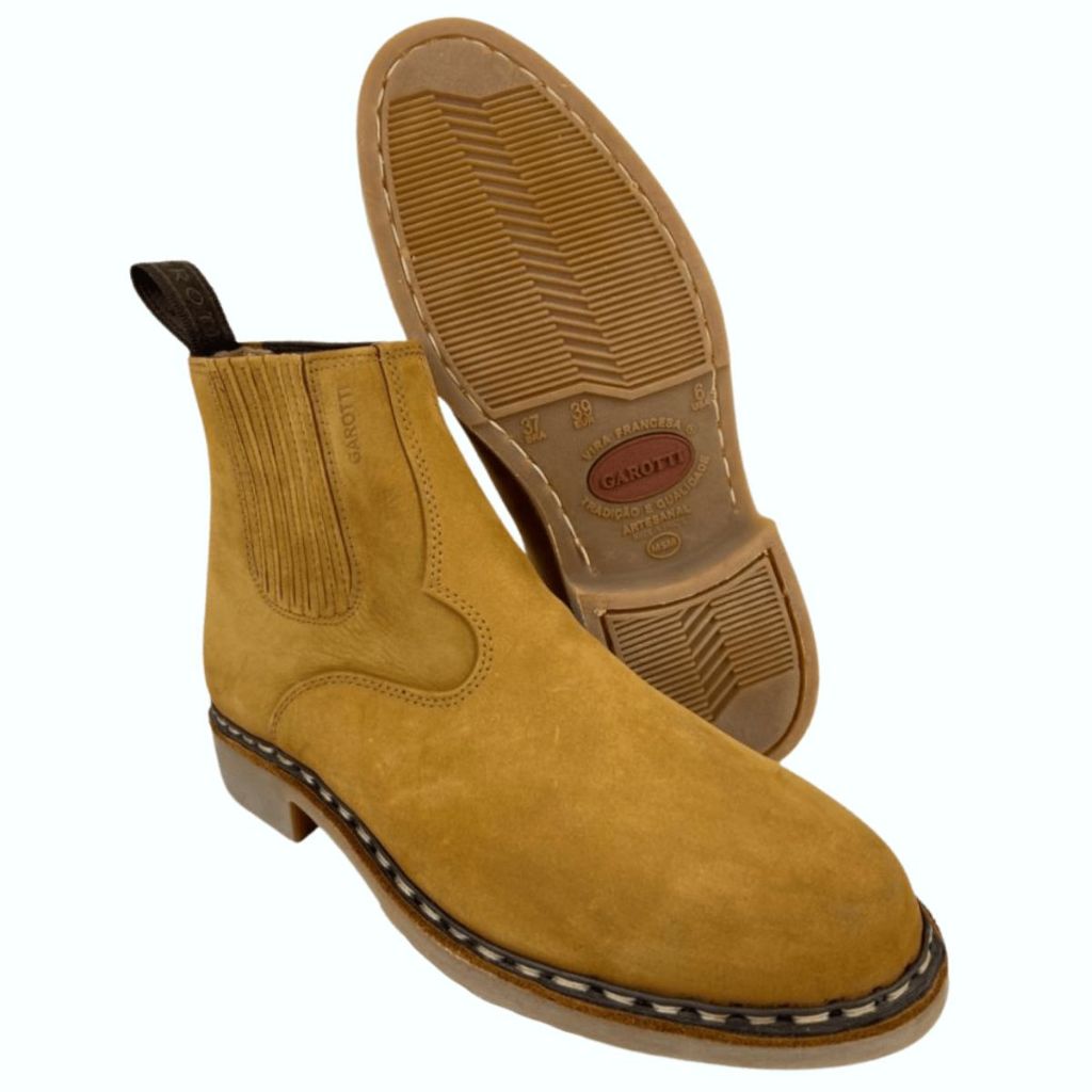 Botina Country Original Garotti Nobuck Castor Vira Francesa Bico ...