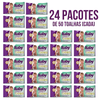 KIT COM 24 LENÇOS/TOALHAS UMEDECIDAS BABY FREE DE 50unidades