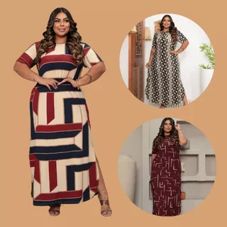 Vestido Longo Plus size Preto moda Lindo com fenda do 44 ao 60
