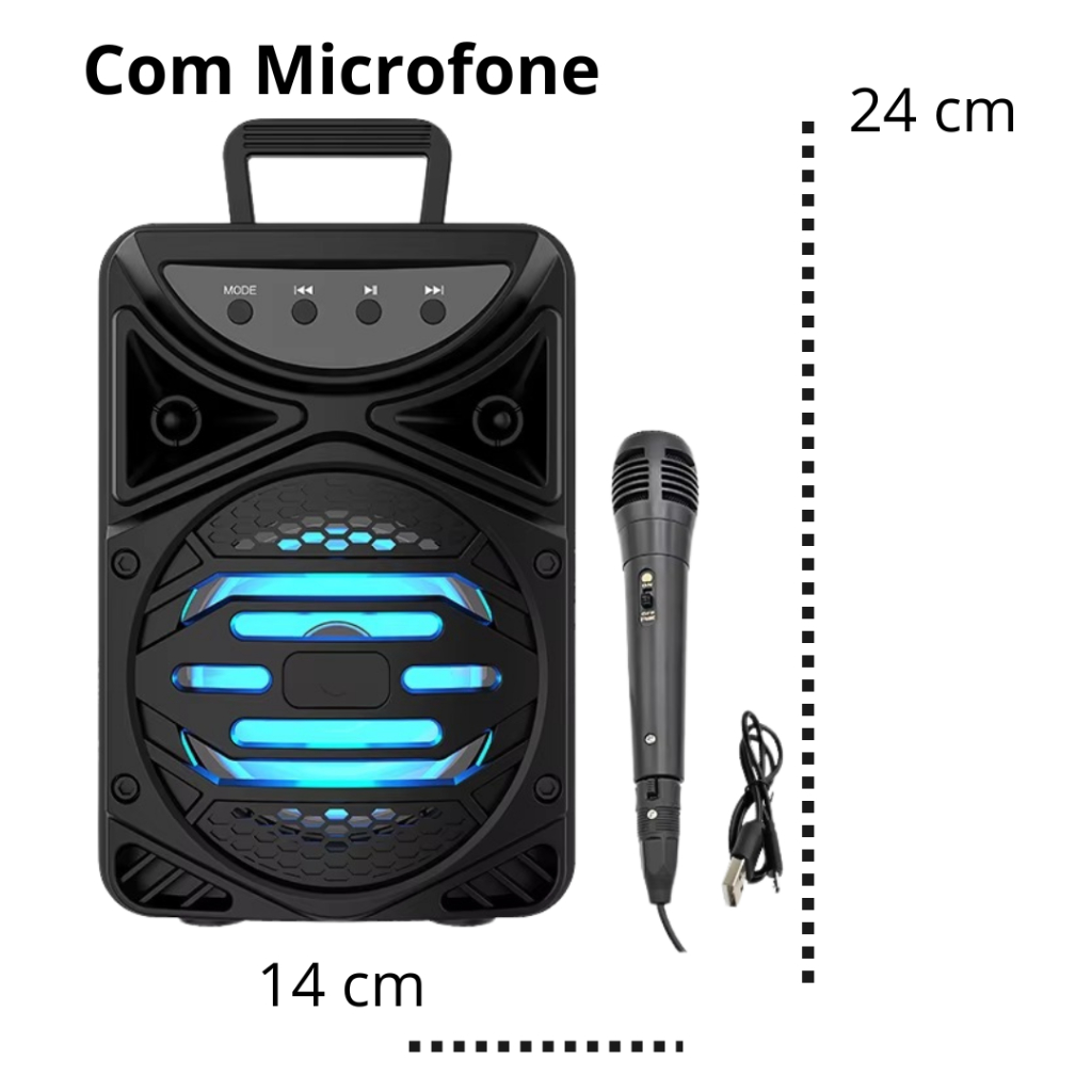 Super Caixa de Som portátil Bluetooth karaokê KTS 1512 com