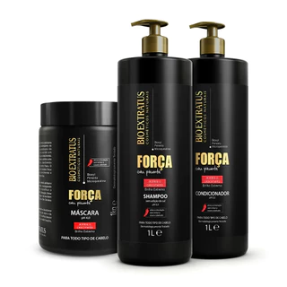 Kit para Crescimento do Cabelo Bio Extratus (Shampoo / Condicionador / Máscara 1L) Força com Pimenta