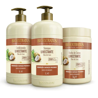 Kit Bio Extratus Umectante (1L/Kg) Shampoo, Condicionador e Banho de Creme