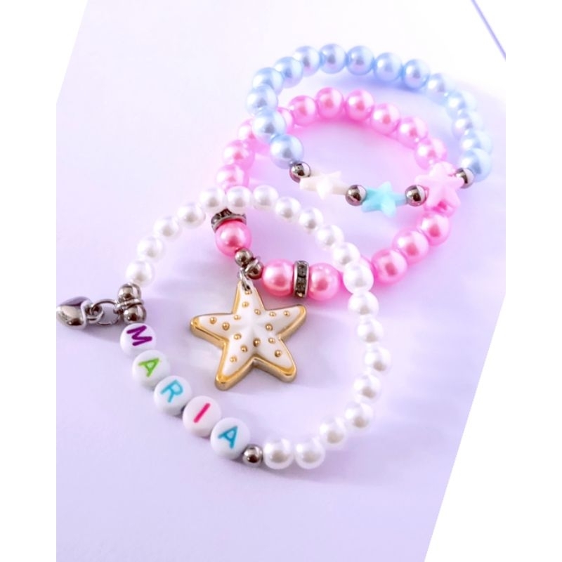 pulseiras temáticas de miçangas com nome | Shopee Brasil