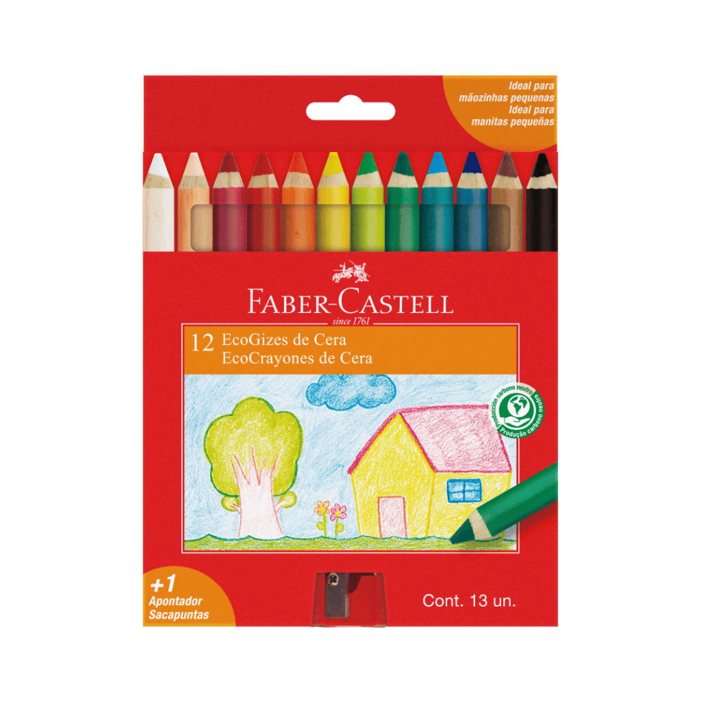 Crayones De Cera Retráctiles Faber-Castell – Set De 12 Colores, Sin Punta, Ideales Para Dibujar En Casa O Escuela